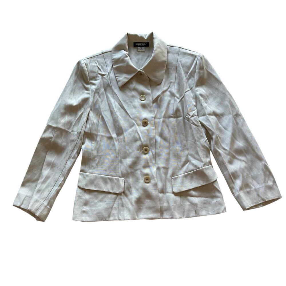 Vintage Womens Blazer Size 10 Petite Cream Business Casual Retro Office Classic